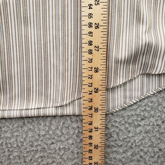 Pronto Uomo Shirt Mens XLT Brown Striped Tall Button Up Non Iron Classic Pocket - Picture 11 of 11